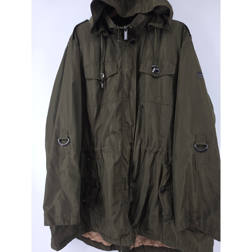 Michael Michael Kors Olive Green Anorak Hooded Utility Jacket Size 3X - Picture 10 of 10